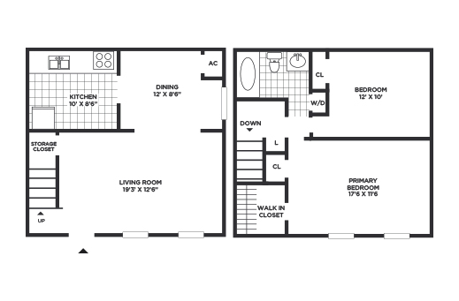Middletown Trace Floorplan 2 bedroom garrison end unit