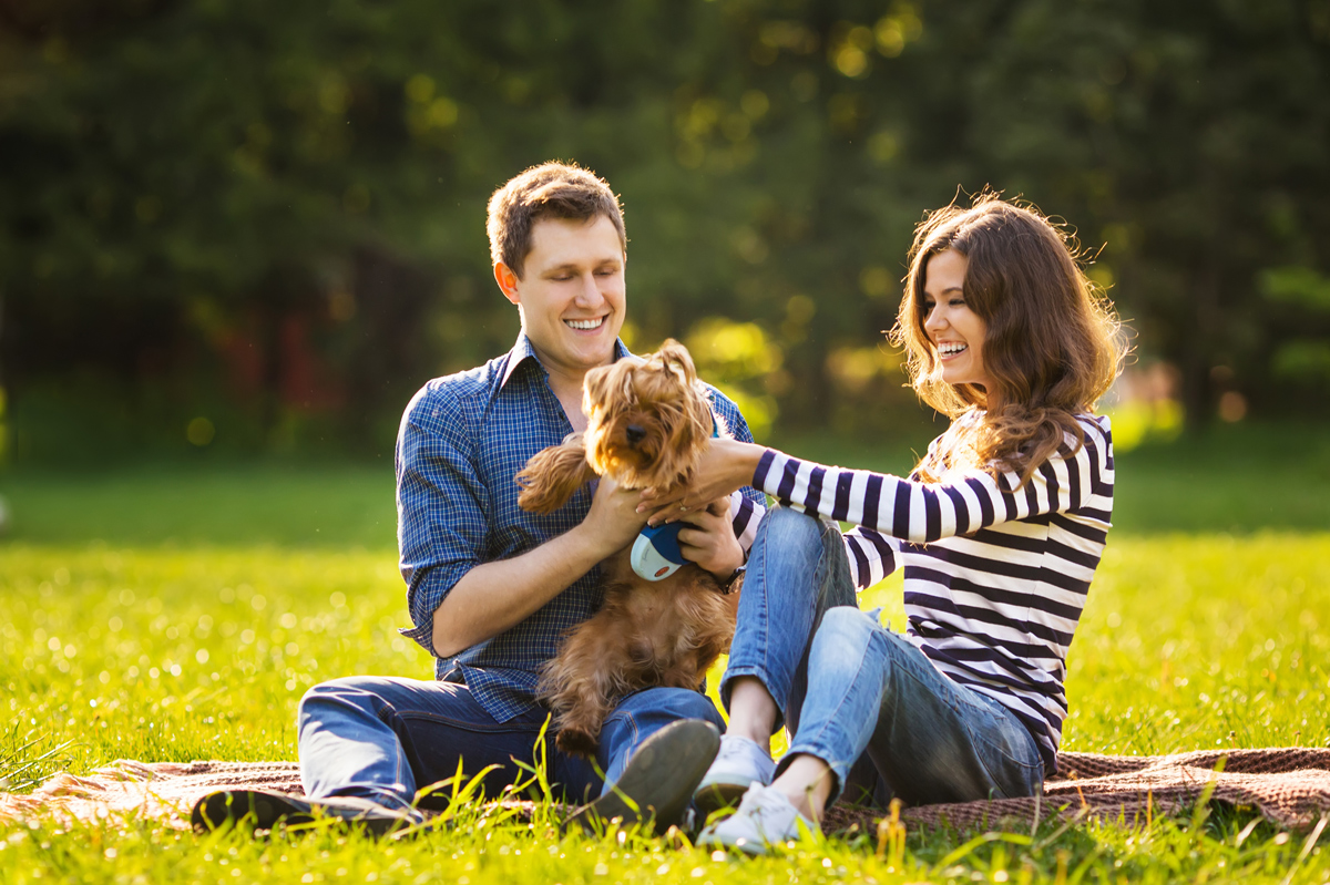 Happy Couple with Pet