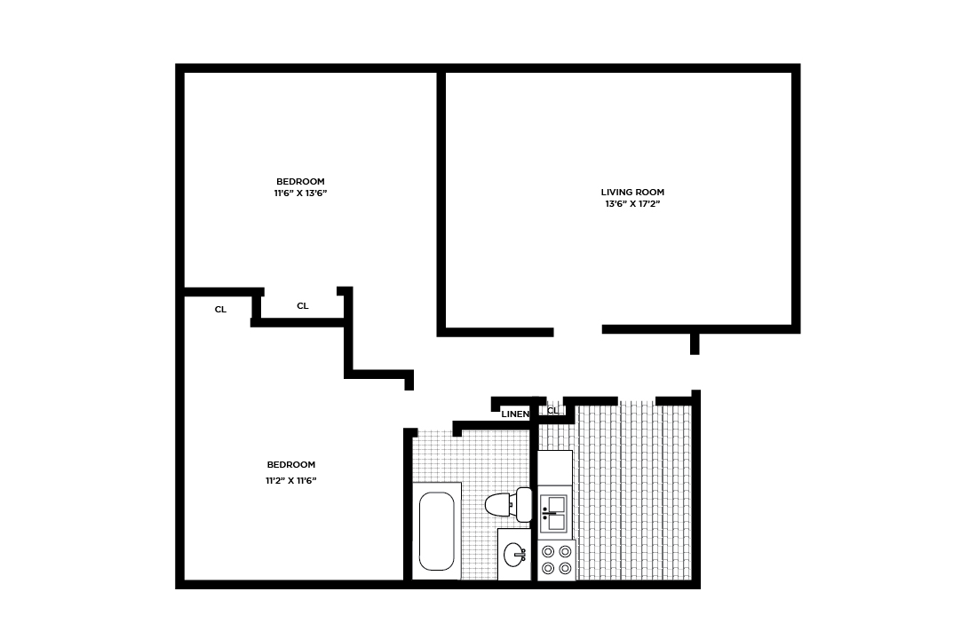 2 bedroom standard floorplan forest hill apartments
