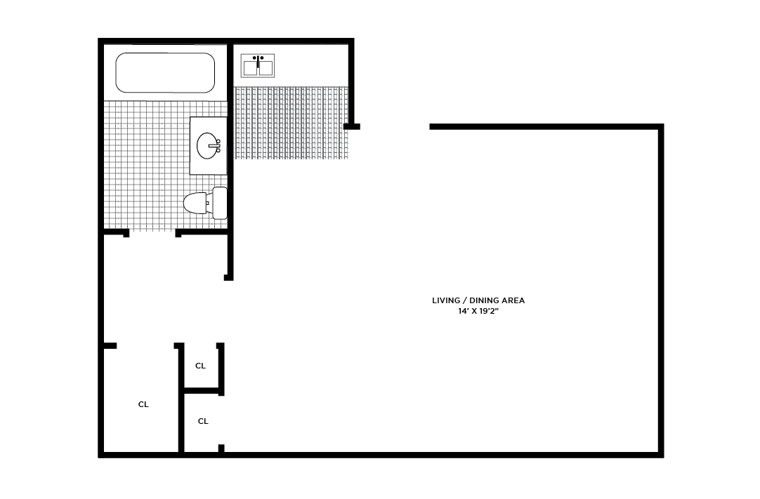 Forest Hill Apartments Studio floorplan