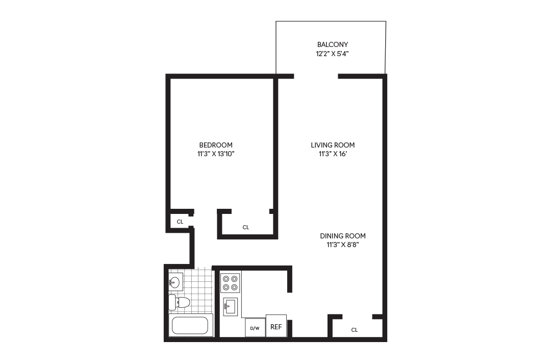 Ford Hill Terrace Floorplan 1 bedroom