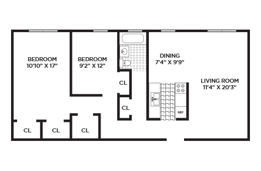 Stiles Arms 2 bedroom floorplan