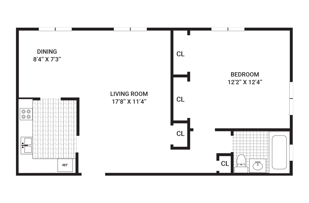 Stiles Manor Floorplan 1 bedroom
