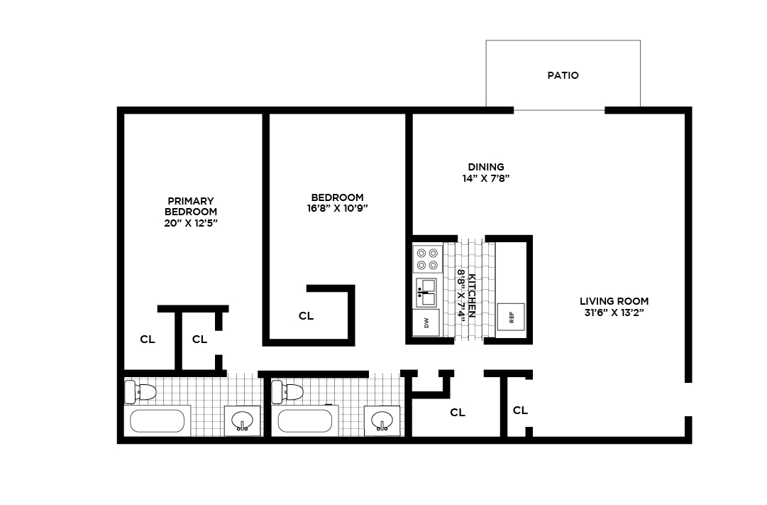 The Carlton 2 Bedroom Floorplan